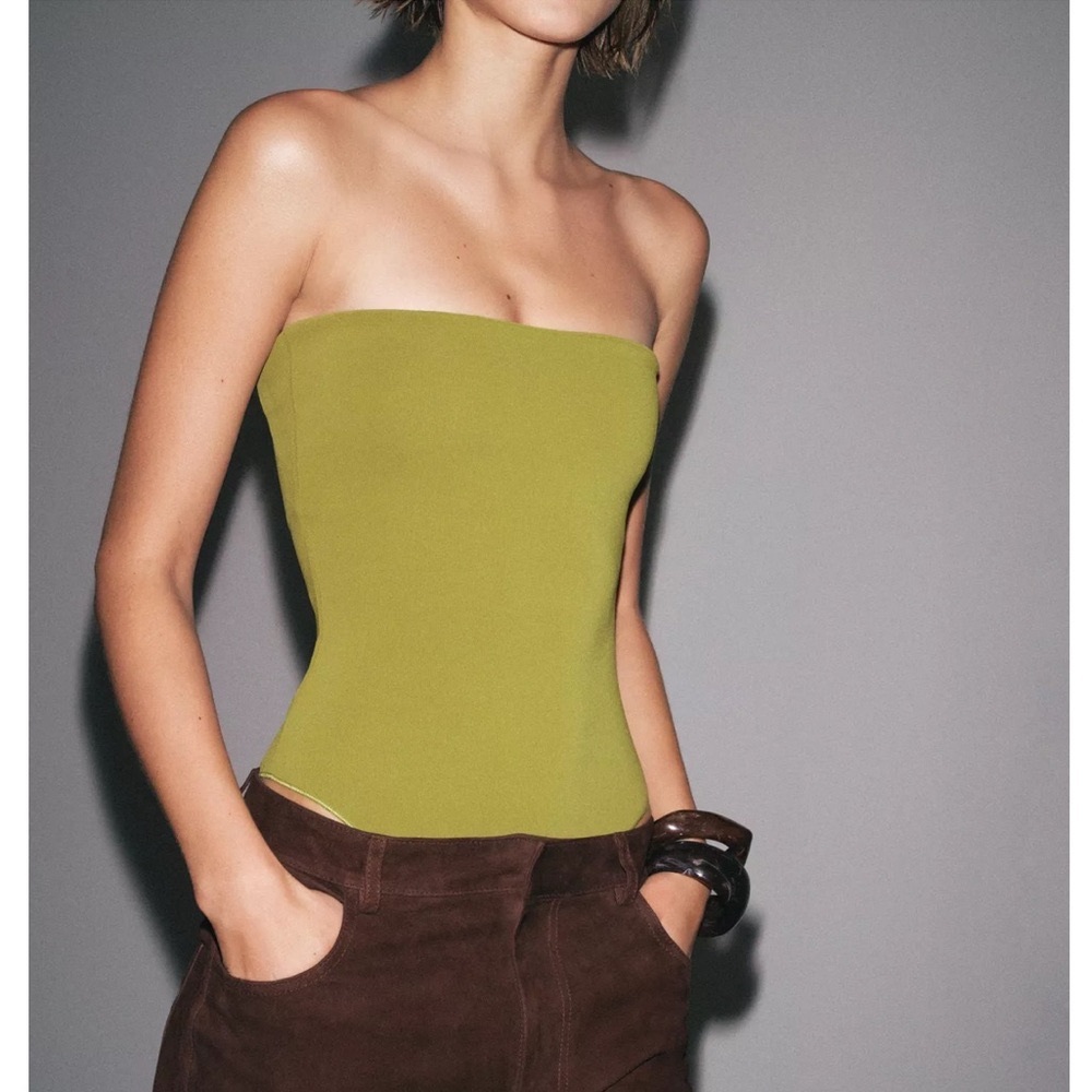 Zara NWT Stretch Bandeay Bodysuit